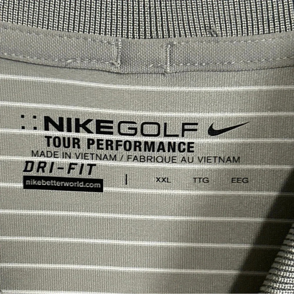 Nike Golf Men’s XXL Dri Fit Polo Shirt Gray Striped GOLF Athletic Casual Flaw - Picture 11 of 16